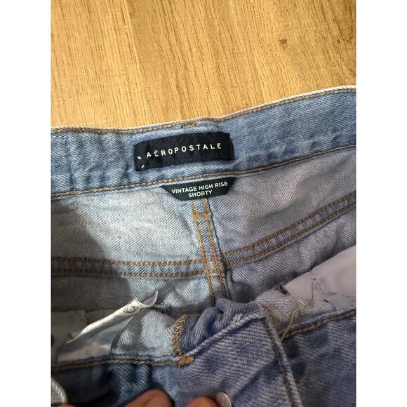 Aeropostale Women’s Denim Cut Off Light Wash Distressed Vintage High Rise 0 - Picture 4 of 5